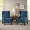 thumbnail image 2 of GDF Studio Weyland Contemporary Fabric Pushback Recliner, Set of 2, Navy Blue and Dark Brown, 2 of 13
