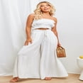 thumbnail image 2 of LYMAYTER Women Wide Leg Pants Summer Casual Long Pants for S-2XL Elastic Waist High Waisted Trousers, 2 of 7
