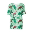 thumbnail image 4 of Teissuly Summer Tops For Women Vacation Trendy V Neck Short Sleeve Shirts Casual Loose Spring Vintage Floral Print Comfy Tunic Clothes, 4 of 5