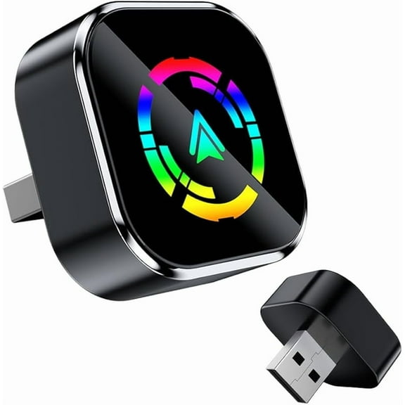 Wireless CarPlay Adapter for iPhone Android, 2025 Upgraded Mini USB Wireless for Apple Car Play Adapter, 2 in 1 Bluetooth Carplay Plug and Play for Car (Black-A)