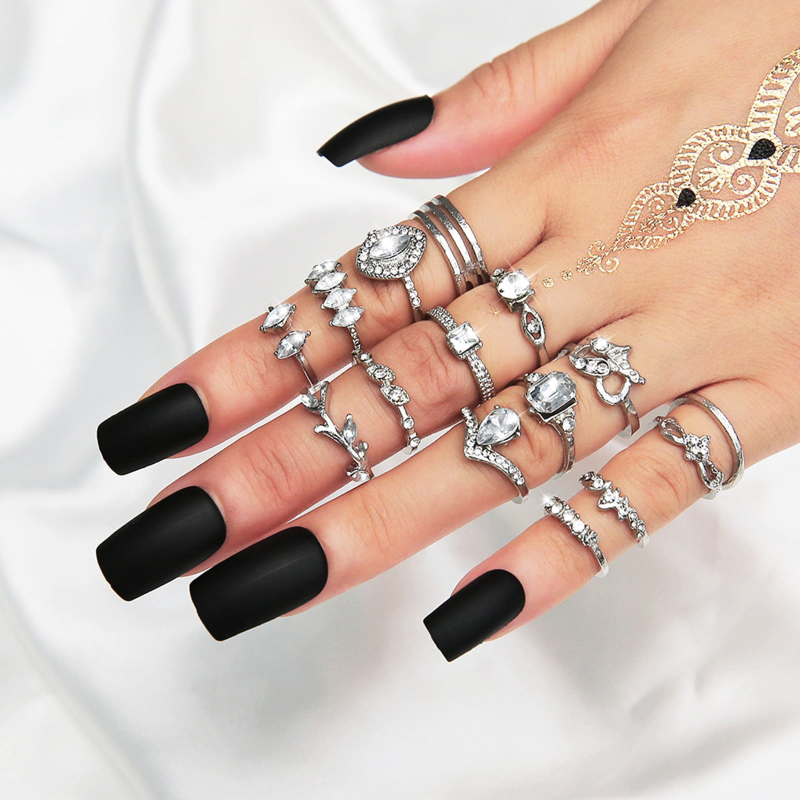 HOARBOEG Women s Ring for Beauty Anneau Doigt Bague de Style Boheme Anneau Ensemble Vintage Doigt Anneau Ensemble 15PCS Walmart