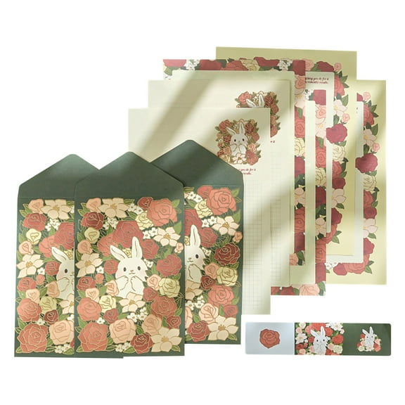 Gold Stamped Envelope Stationery Set Fresh Retro Bouquet Stationery Paper And Envelopes Set Cute Animal Patterns Envelope Love Letter Papers Letter Writing Kit A