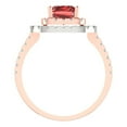 thumbnail image 4 of 2.62 ctw with Simulated Diamond Halo Accents Anniversary Ring for Women | Emerald Cut Natural Garnet | Hyperallergenic Solid 14K Rose/White Gold, 4 of 5
