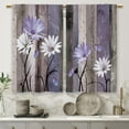 thumbnail image 5 of Purple Farmhouse Daisy Kitchen Curtains Wooden Flower Small Short Cafe Window Curtains Rustic Floral Butterfly Country Barn Bathroom Drapes Treatment Tier Curtains 2 Panels (27.5x36 Inch), 5 of 6