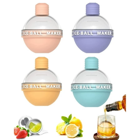 

4-Pack Ice Hockey Maker Candy Colored Ice Hockey Maker Mold Round Whiskey Ice Mold Silicone Ice Cube Tray 2.5 Spherical Ice Mold for Whiskey and Cocktails