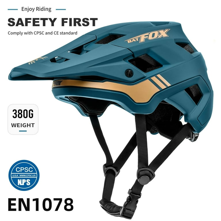 BATFOX Mountain Bike Helmet for Adults Men Women MTB Cycling Helmet with Removable Visor 22.4 23.6in Dark Cyan L Walmart