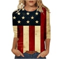 thumbnail image 2 of Conairie Women Patriotic T Shirts 3/4 Sleeve Crew Neck Loose 4th of July Shirt With American Falg Print Summer Trendy Casual Tops Red XXXXL, 2 of 7