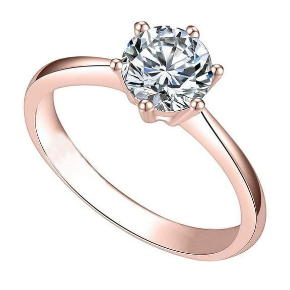 Bonjour Jewelers 18K Rose Gold 3ct Created White Sapphire Round Engagement Wedding Ring Plated Size 11