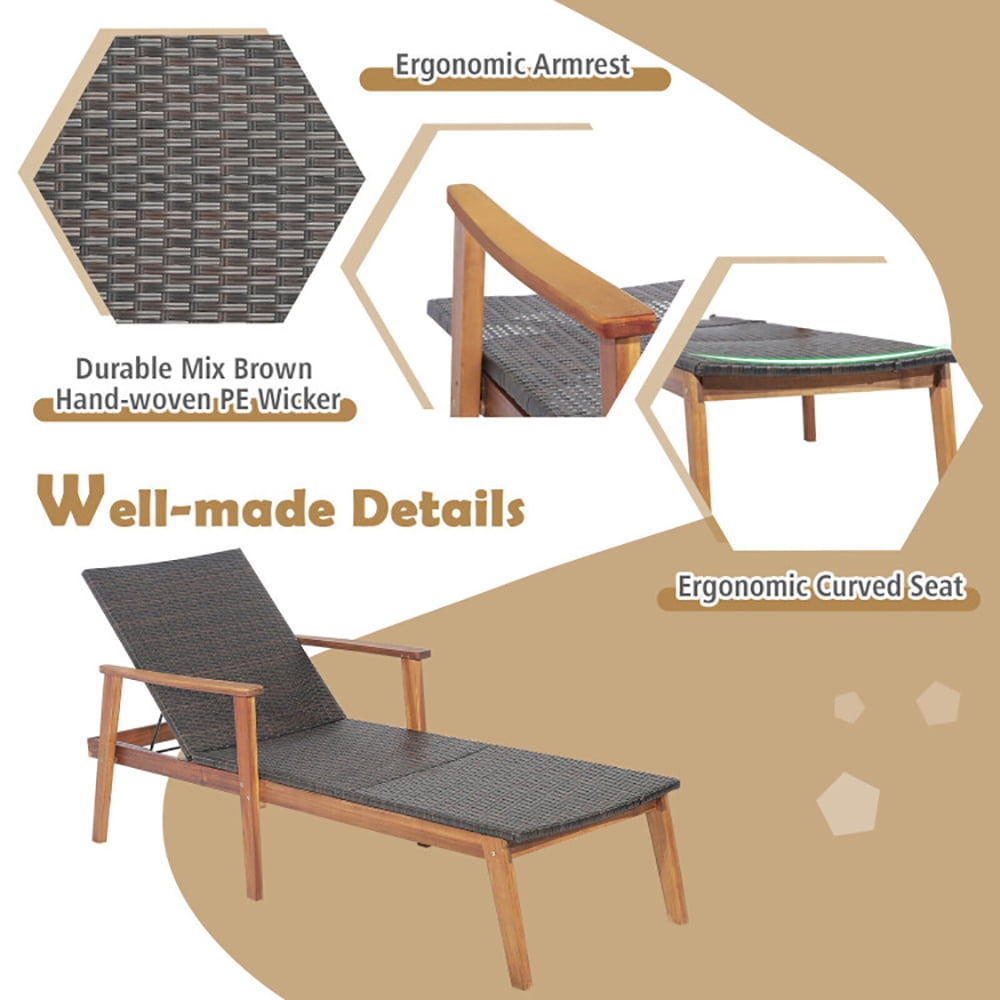 Aimee Lii Patio Rattan Lounge Chair with 4-Position Adjustable Backrest, Patio Loungers Aimee Lii Patio Rattan Lounge Chair with 4-Position Adjustable Backrest, Patio Loungers