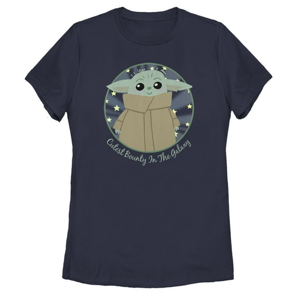Women's Star Wars: The Mandalorian The Child Cutest Bounty in the Galaxy Graphic Tee Navy Blue Medium