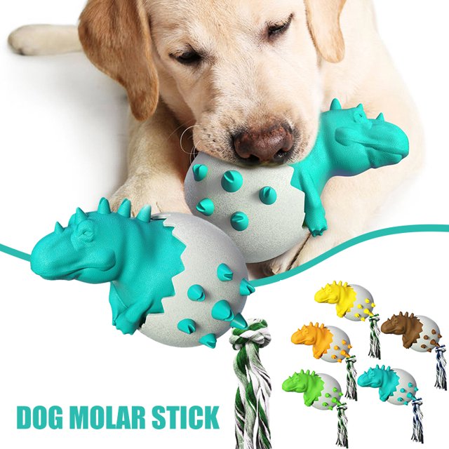 IKemiter Dog Chew Toy Creative Dinosaur Egg Molar Stick Practical Dog Tooth Cleaning Tool for Medium and Large Dogs