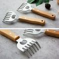 thumbnail image 5 of COFEST Bear Claw Meat Tearer for Effortless Shredding, Two-Piece Stainless Steel Meat Divider Set, Long Wooden Handle Meat Tearing Tools, Hand-Shredded Chicken Meat Claws for Kitchen silver, 5 of 9