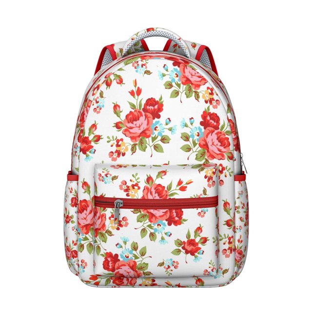 Botanical Garden Print Students Backpack Fashionable, Lightweight School Bag with Watercolor Flower Pattern, Comfortable for Student and Student