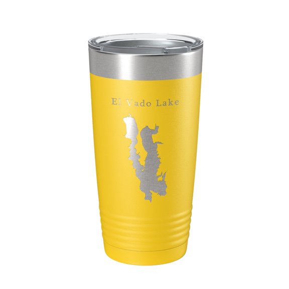 El Vado Lake Map Tumbler Travel Mug Insulated Laser Engraved Coffee Cup New Mexico 20 oz Yellow