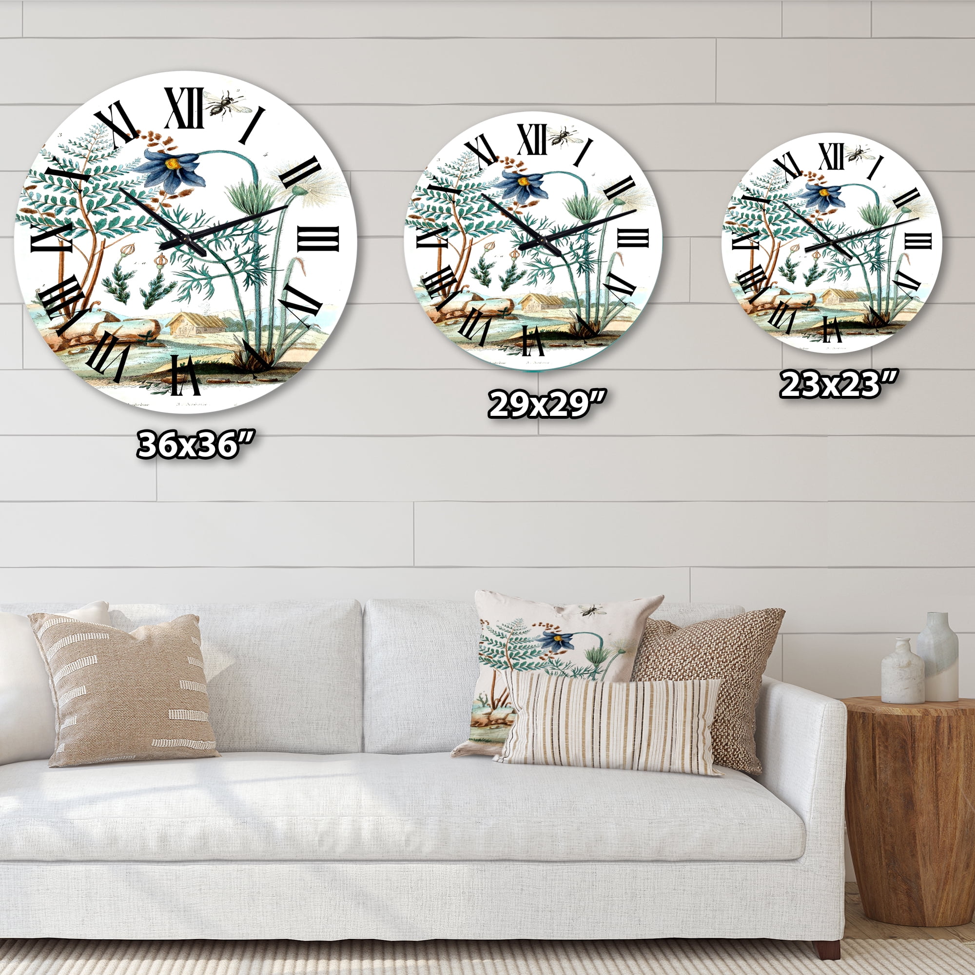 Designart 1 in Quartz Farmhouse Wall Clock