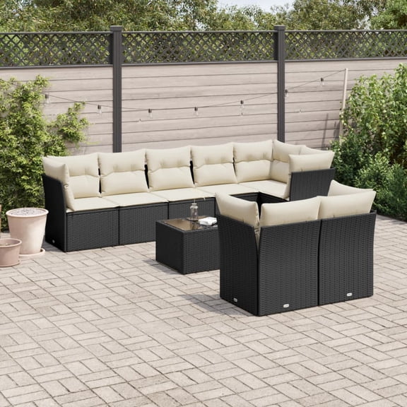 vidaXL Garden Sofa Set Black and Cream White