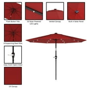 Pure Garden 10 ft Patio Umbrella with LED Solar Lights and UV 30+, Red