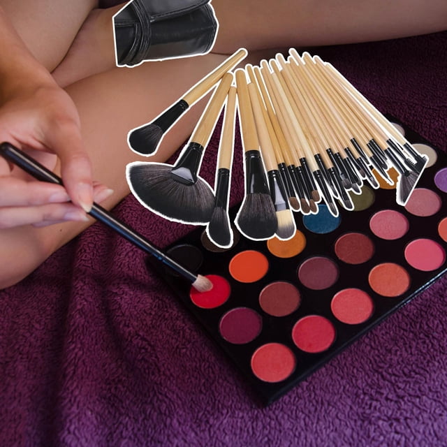 24 Uds juegos de brochas de maquillaje suaves con bolsa de rodillo herramientas de maquillaje para regalos de mujeres , Colco Pinceles de maquillaje