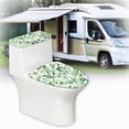 thumbnail image 5 of HELLHERO Bathroom Set Green Leaves Stretch Non-Slip 2 Piece Set with Elastic Edge Toilet Seat Cover Replacement Toilet Lid Covers Set Stretch Fit, 5 of 7