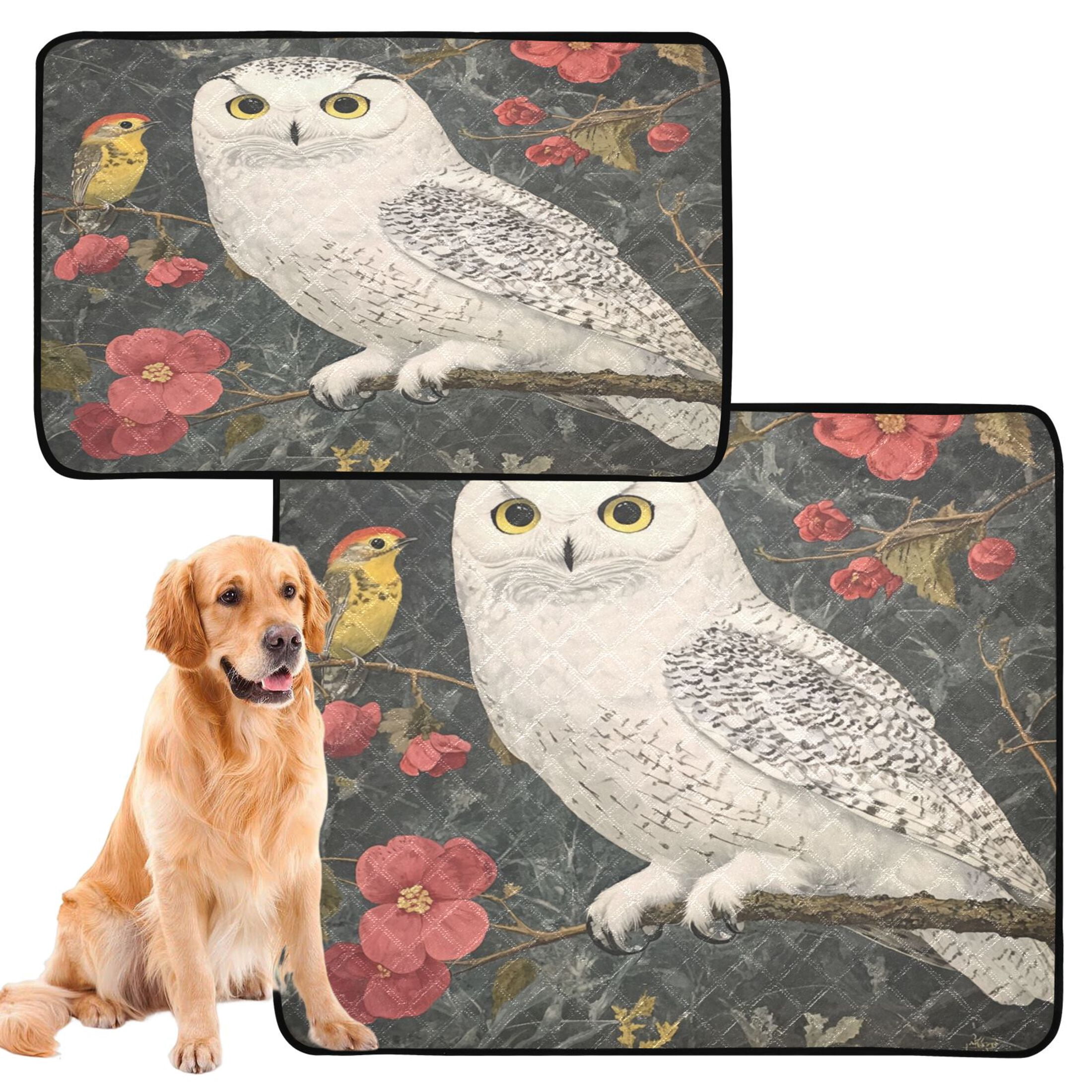 Qxltty Snowy Owl Cat litter Pads Pet Set of 3 Diaper Mats Center Anti-leakage Layer Absorbent Soft and Comfortable