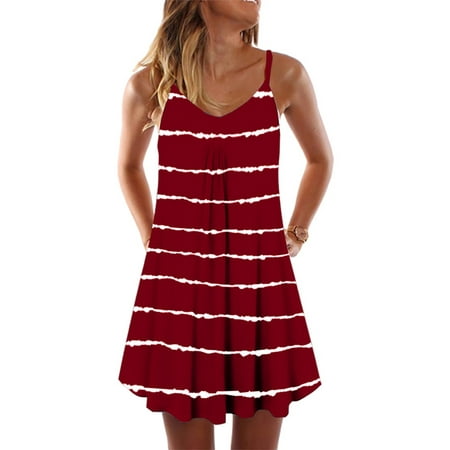 

Glookwis Women Stripe Nightshirt Summer Sleeveless Sleep Dress Casual Pajamas Night Dress