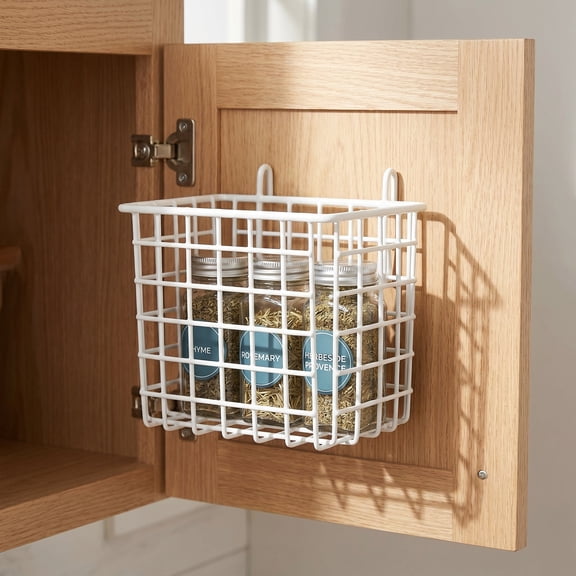 LIFKOME Metal Hanging Wire Basket White for Over Cabinet Door Storage