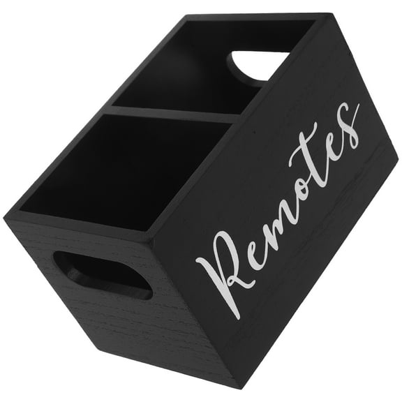 WORGEOUS  Remote Control Holder for Table Rustic Desk Organizer Black