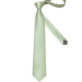 thumbnail image 4 of Sage Green Ties for Men Plaid Checkered Tie Set Silk Necktie Pocket Square Handkerchief Cufflinks Lapel Pin Tie Clip, 4 of 6
