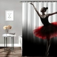 thumbnail image 2 of Fenyluxe Ballerina Ballet Arabesque Print Shower Curtain with Hooks, Modern Bathroom Decor, Sustainable Polyester Fiber, Various Sizes 36x72, 2 of 7