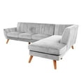 thumbnail image 4 of Poundex 2-Piece Velvet Sectional Sofa with Curved Armrest in Light Gray, 4 of 9