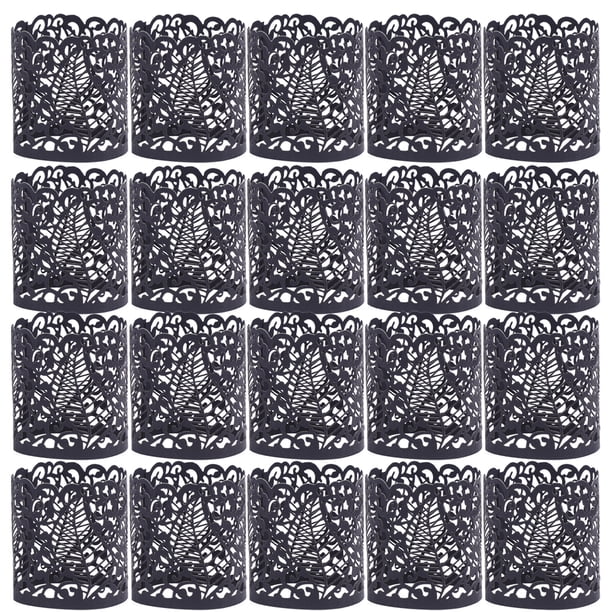 EeaseMX 20 velas electrónicas LED de moda para fiestas de cumpleaños, velas de cera, flores de papel (negras)