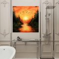 thumbnail image 4 of Wall Art Prints, Sunset Forest Framed Canvas Prints for Bedroom Living Room Bathroom Office, Country Orange Sky Trees Nature Scenery Gallery Wrap Wall Art Poster for Gifts Home Decor 12"x12", 4 of 9