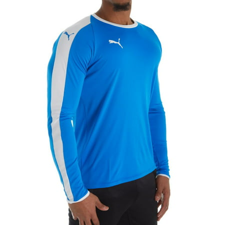 Men's Puma 703419 LIGA Core Long Sleeve Performance Jersey T-Shirt (Electric Blue Lemonade L)