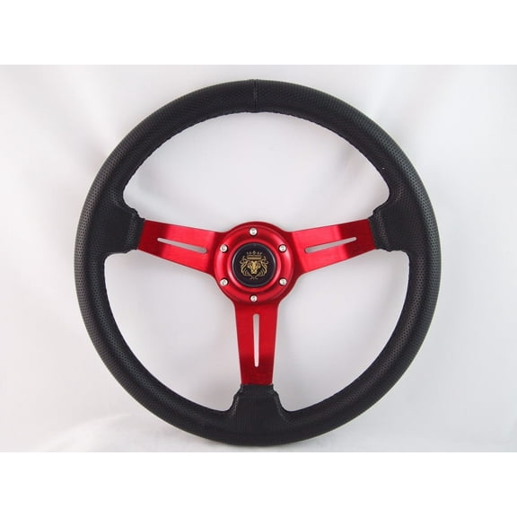 YAMAHA GOLF CART & POLARIS RHINO Red steering wheel W/ billet Adapter 3 spoke"