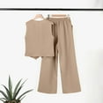 thumbnail image 5 of EINCcm Womens 2 Piece Outfits Set Summer Fashion Button V Neck Crop Vest Blazer and Wide Leg Pants Suit Matching Sets, 5 of 8