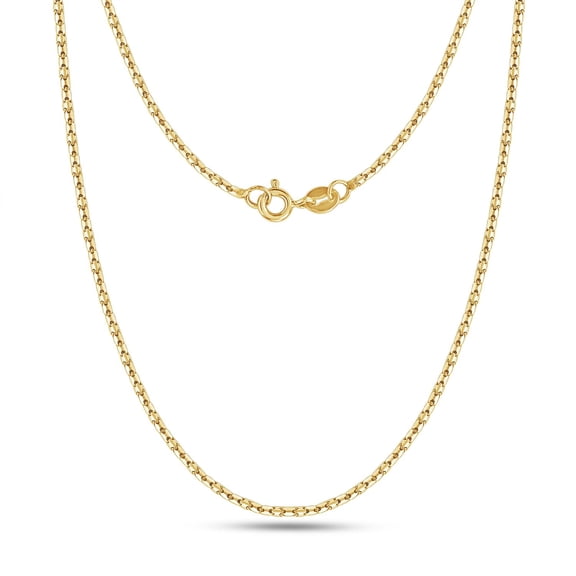 AFFY Popcorn-Chain Necklace for Women and Men Italian Crafted 1.5mm Coreana Chain 16 Inch 14K Yellow Gold Over 925 Sterling Silver with Spring Ring Clasp