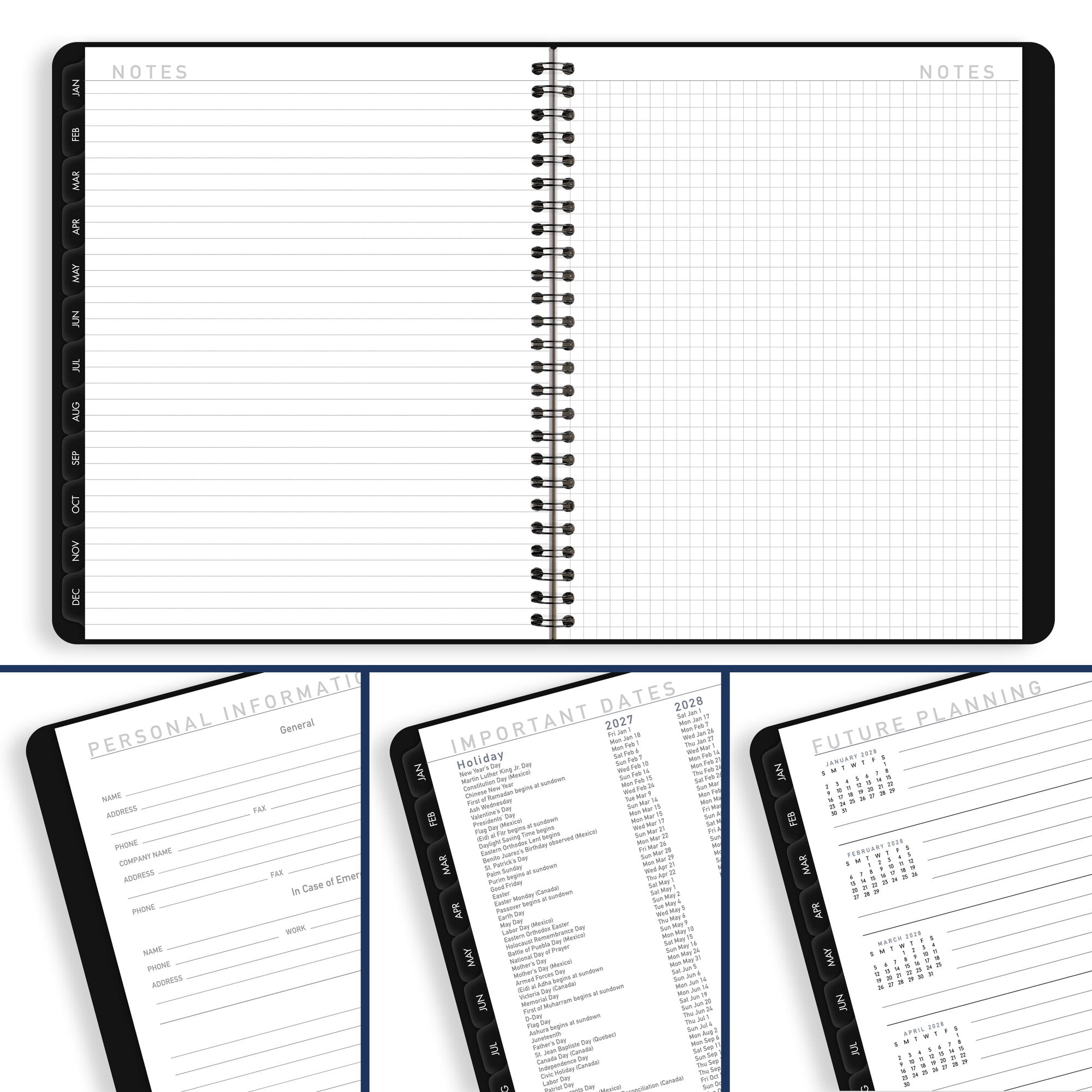 AT-A-GLANCE Contemporary Lite 2027 Weekly Monthly Planner Black Medium 7 x 8 34