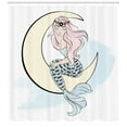 thumbnail image 3 of Ambesonne Magic Moon Shower Curtain, Mermaid Girl on Crescent, 69"Wx75"L, Pale Blue Multicolor, 3 of 3