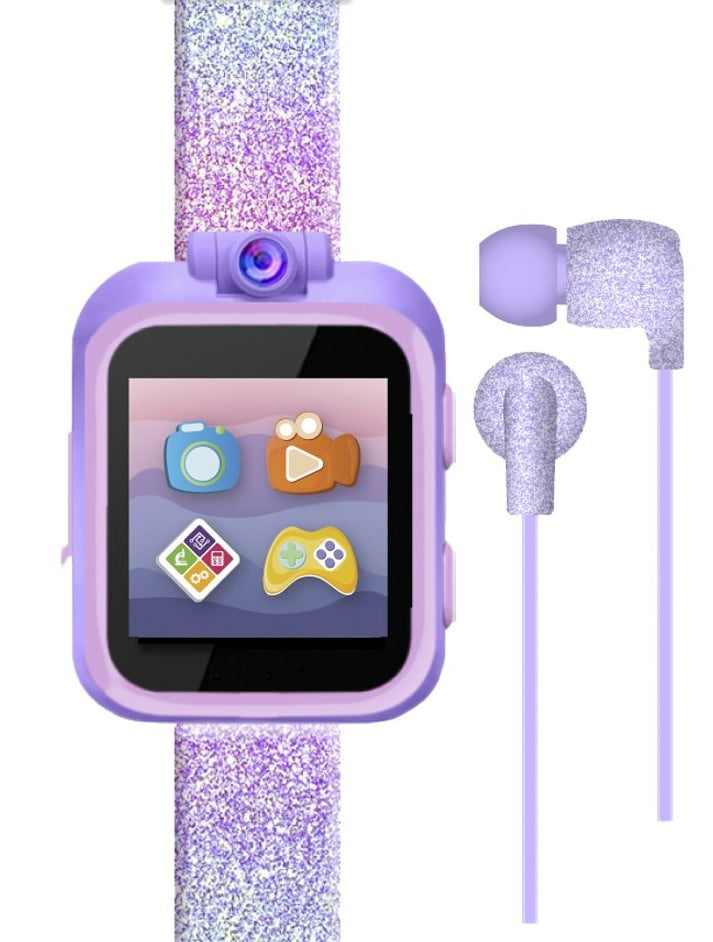iTech Junior Girls Earbuds & Smartwatch Set - Purple Ombre Glitter 900226M-40-GRG