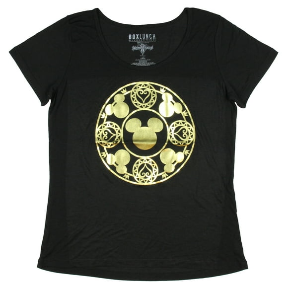 Kingdom Hearts Video Game Mickey Gold Foil Graphic Womens T-Shirt X-Small