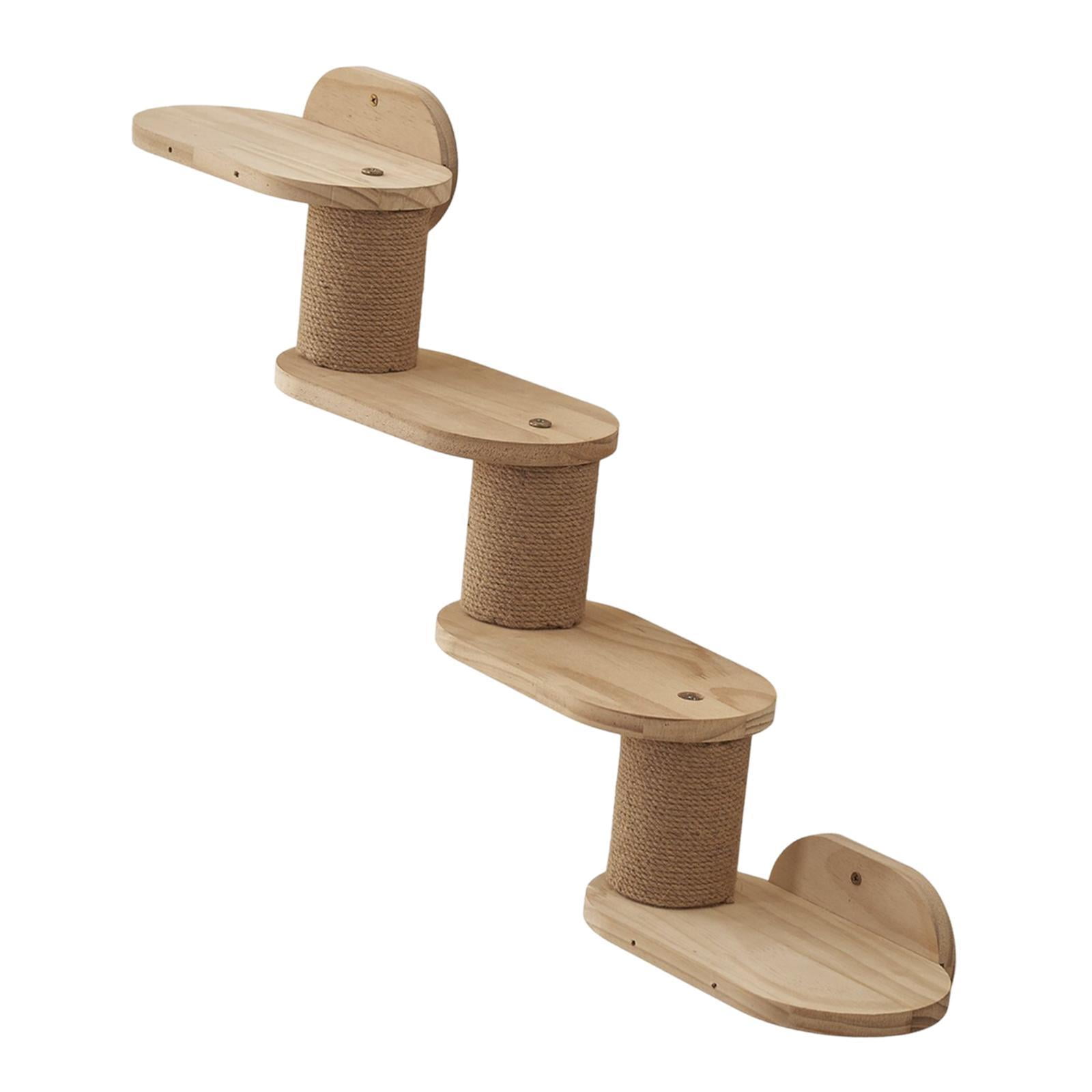 Bothyi Cat Wall Shelves 4 Steps Wooden Cat Wall Steps for Scratching Climbing Playing