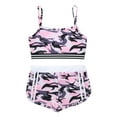 thumbnail image 3 of RUNQHUI Girls 2 Pcs Gym/Dance/Swim Outfits Camouflage Straps Crop Top with Bottoms Gymnastics Leotard Camo Pink 12, 3 of 7