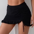 thumbnail image 5 of Zhden Swim Skirts for Women High Waisted Swim Skirt Bottoms Ruched Bathing Suit Skirts Split Swimsuit Bottom（Black,S）, 5 of 7
