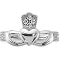 thumbnail image 4 of Sterling Silver Rhodium-Plated Cz Claddagh Ringsize 8 - Jbsp, 4 of 5