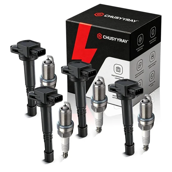 CHUSYYRAY 4 Ignition Coils   4 Spark Plugs Set UF311 for 2003 2004 2005 2006-2011 Honda Element 2.4L