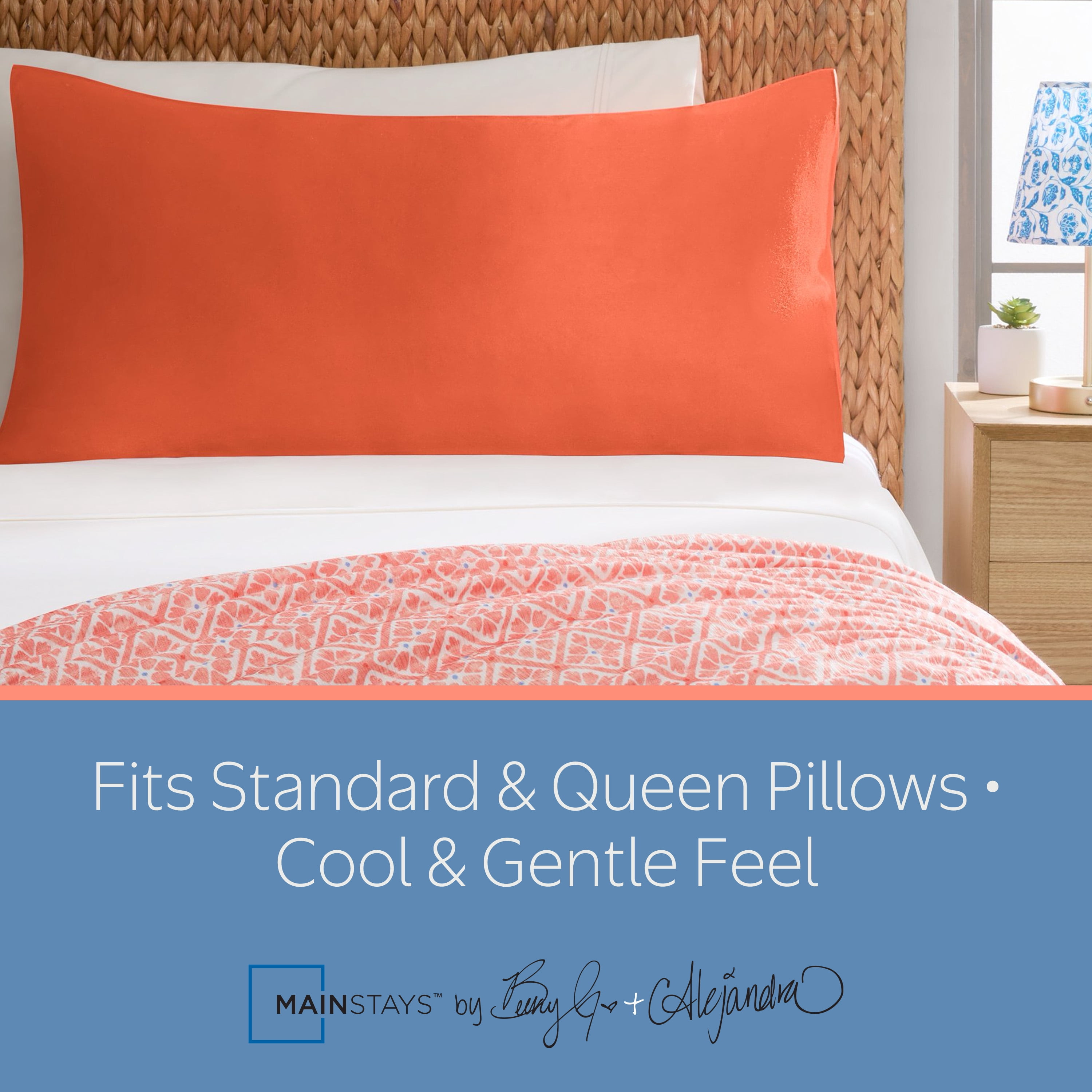 Mainstays by Becky G. & Alejandra Satin Pillowcase, Standard/Queen, Orange