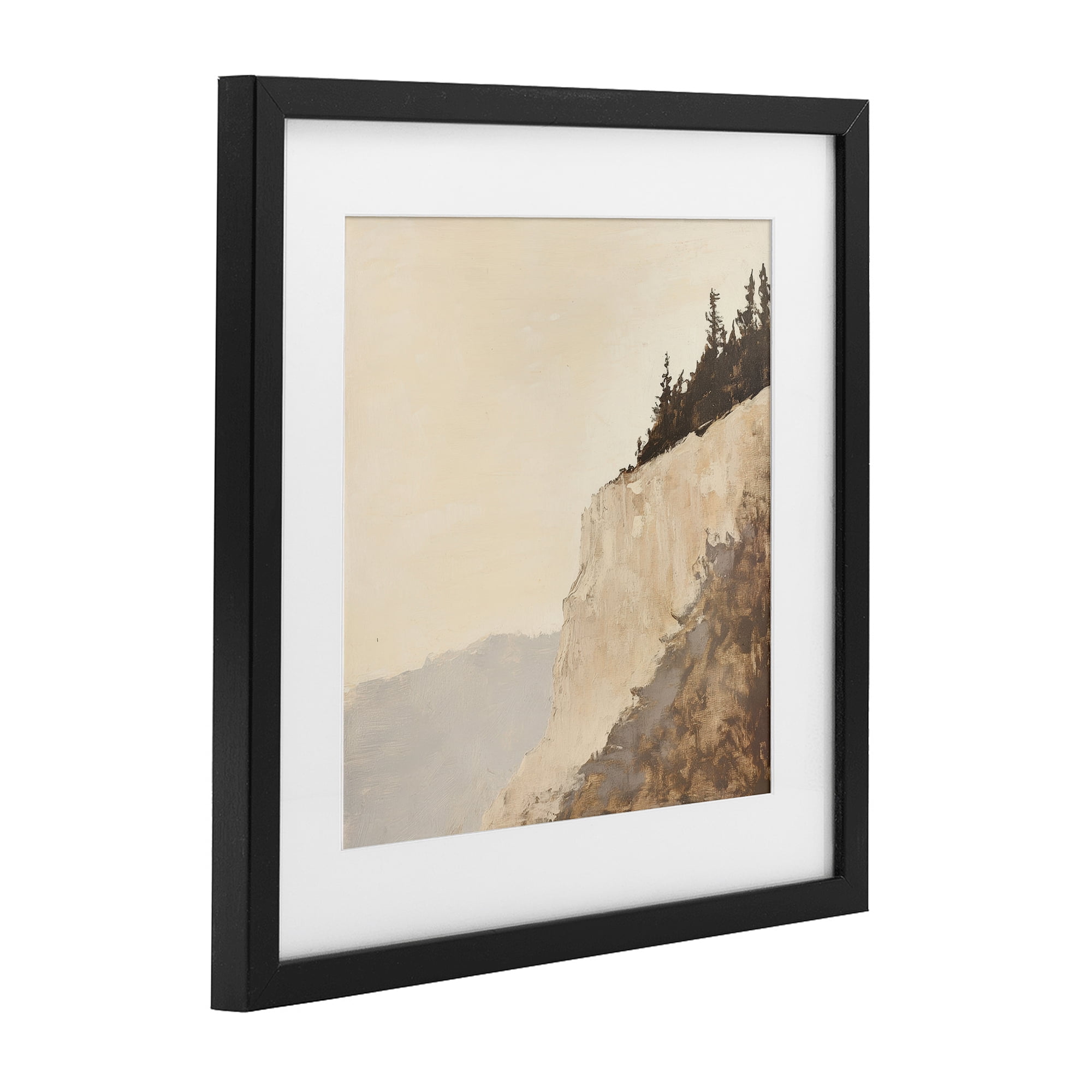 Stupell Industries Serene Cliffside Vista Black Framed Print Under Glass, design by Petal Prints Design