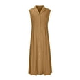 thumbnail image 4 of SMihono Linen Dresses for Women 2025 Casual Maxi Dress Lightweight Sleeveless Button Down Dresses V Neck Summer Beach Dresses Yellow XL, 4 of 6