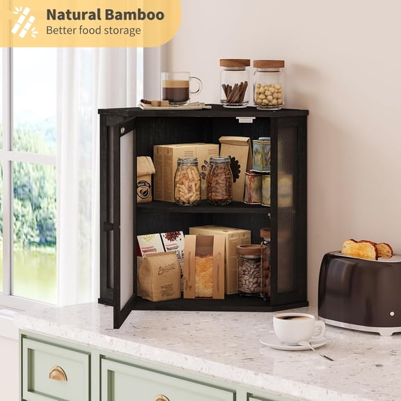 Corner Bread Box for Kitchen Countertop, Double Layer Large Storage Bin with Window
