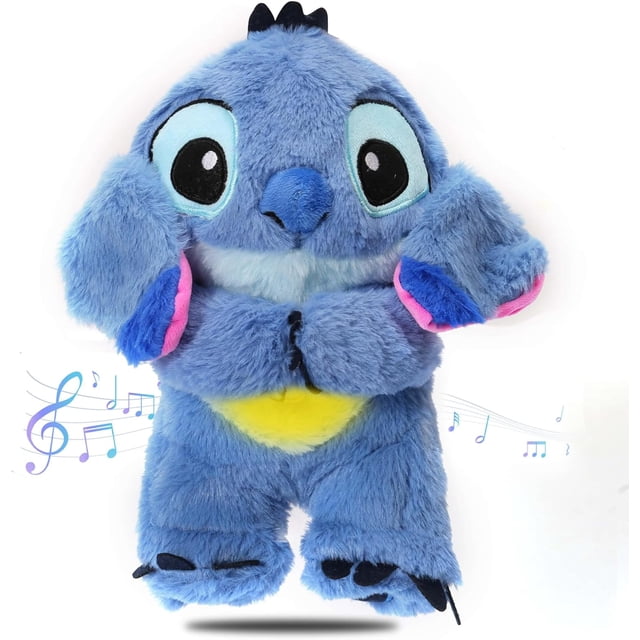 Peluche relajante Stitch, peluches de Stitch que alivian la ansiedad, Stitch que respira con luces sensoriales de música que se mueven en las orejas y movimiento de respiración rítmico para niños y ad